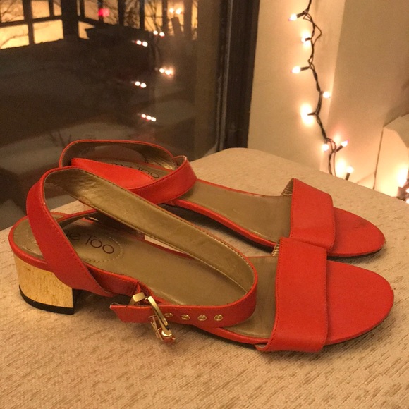 Ankle Wrap Orange Sandals - Picture 2 of 4